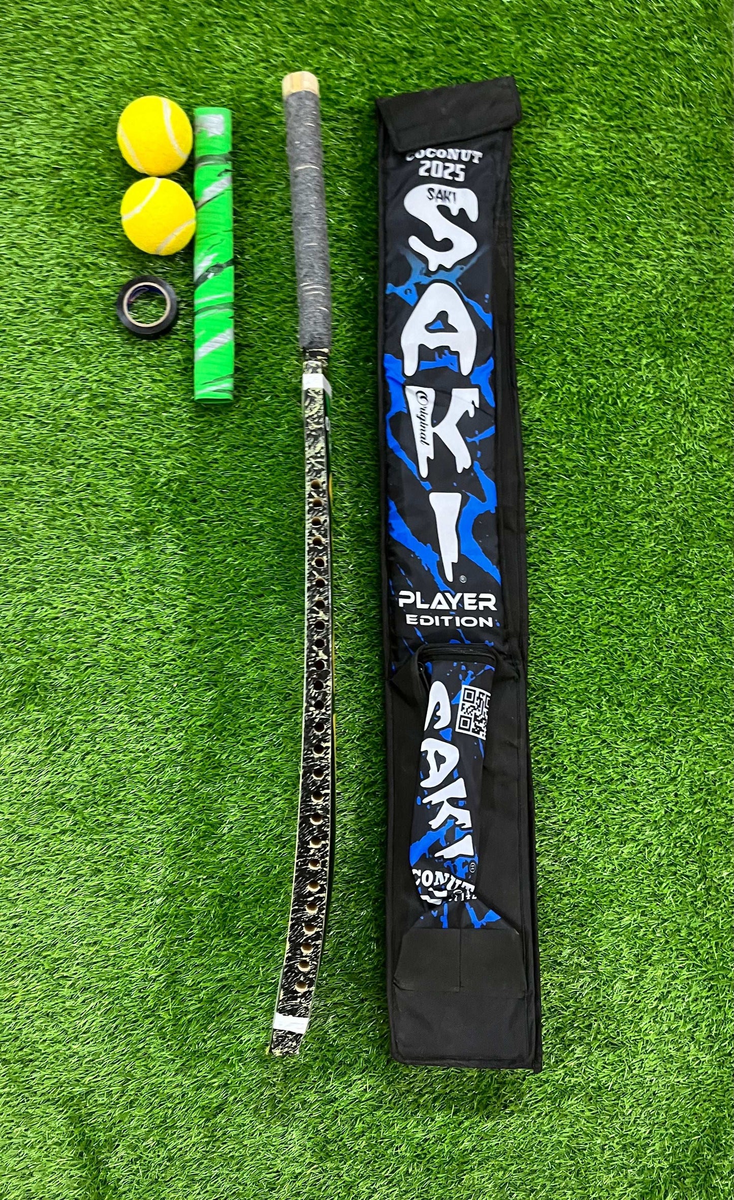 SAKI Tape Ball Premium Bat Deal Rawalakot Wood Malaysian Cane Handle By Rehan Sports