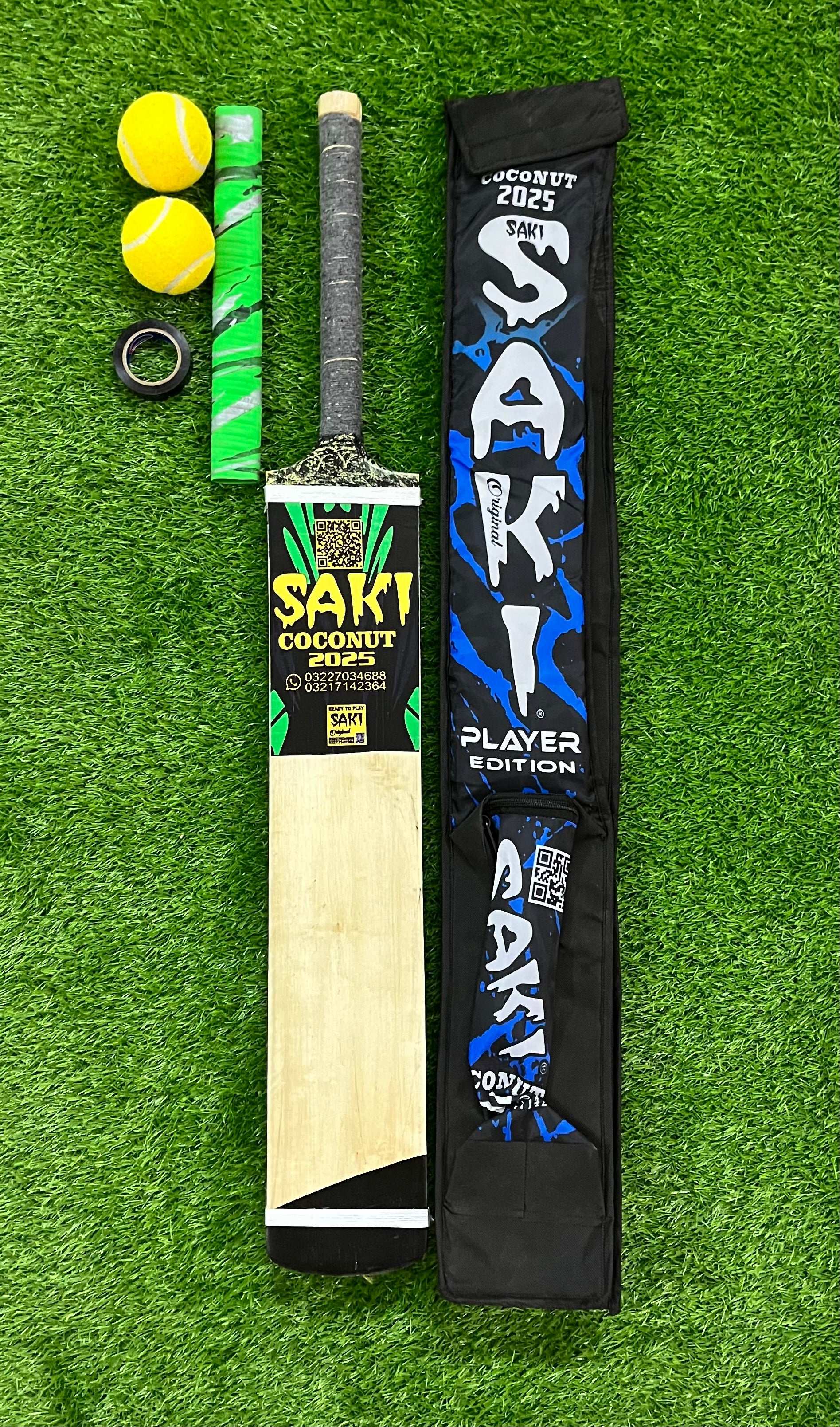SAKI Tape Ball Premium Bat Deal Rawalakot Wood Malaysian Cane Handle By Rehan Sports