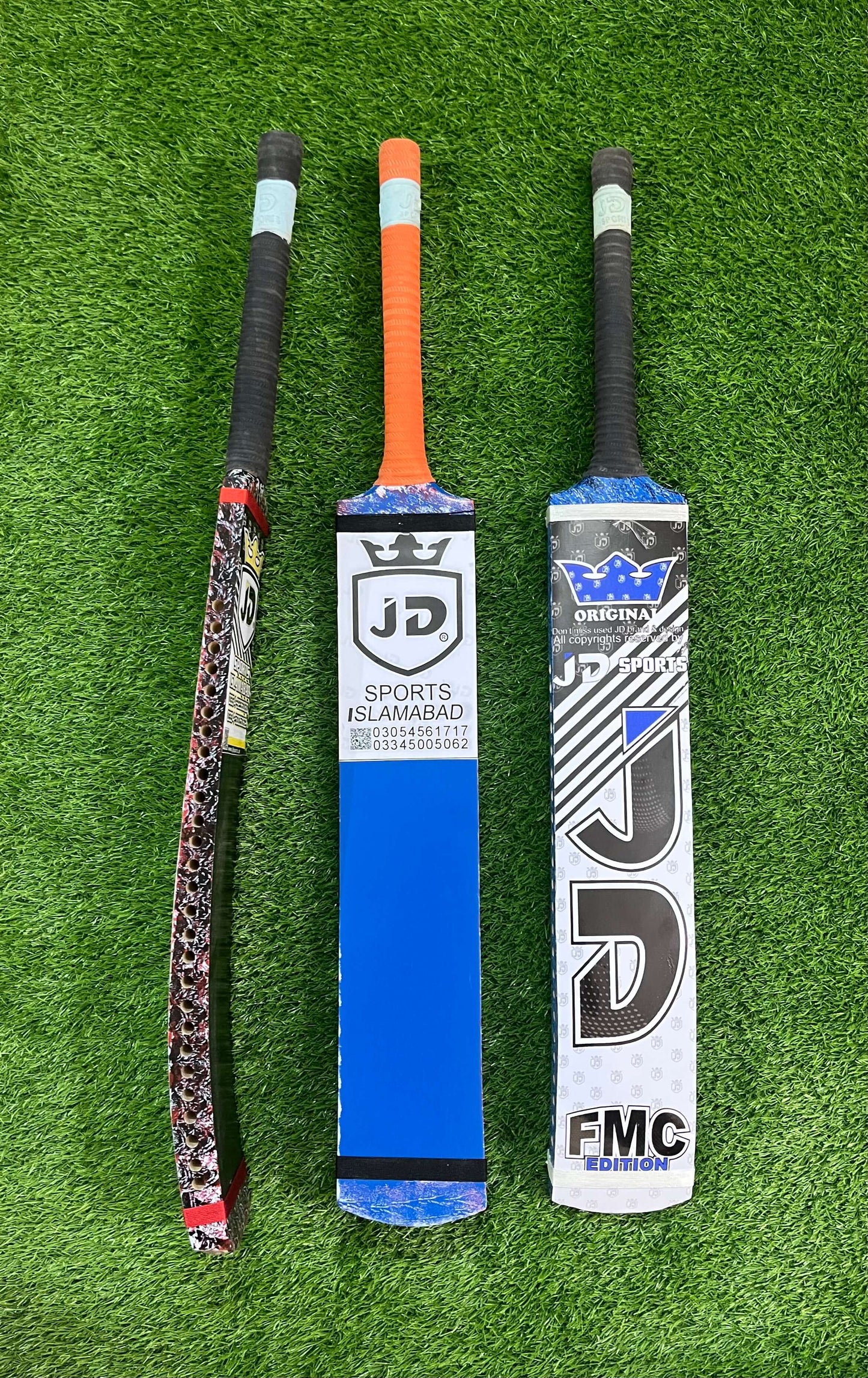 JD Tape Ball Cricket Bat – Full Cane Malaysian Handle Tape Ball Bat FMC Edition